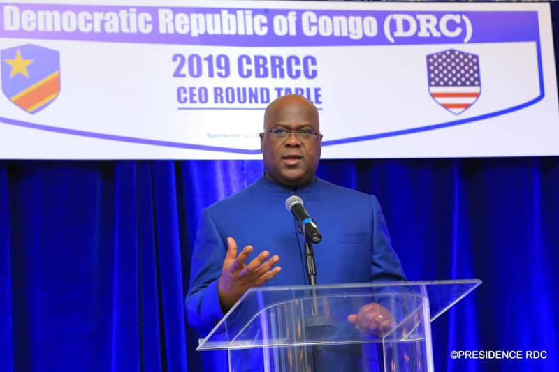 Le Président Félix Tshisekedi échangeant avec les opérateurs économiques à Washington. Photo Présidence RDC. <br />
