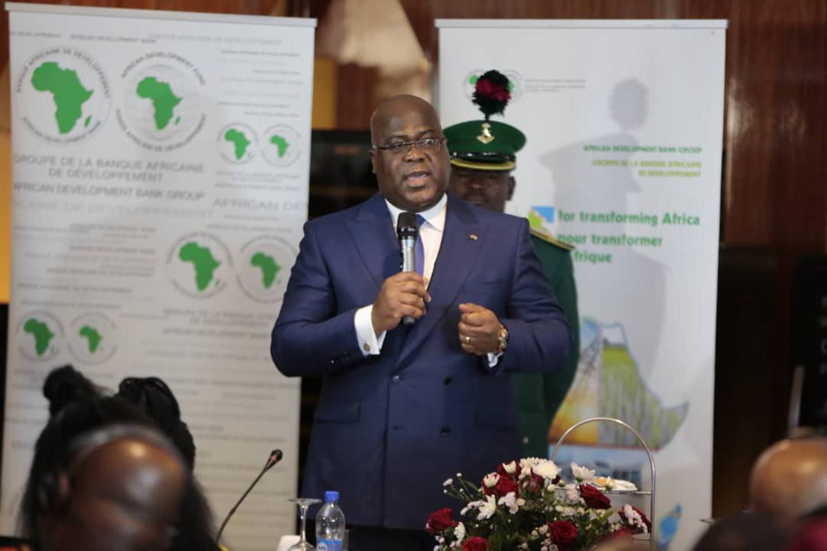 Le Président Félix Tshisekedi à la 5e édition du Forum sur l’entrepreneuriat organisé par la fondation Tony Elumelu, le 27 juillet à Abuja. Photo Présidence RDC.</p>
<p><br />