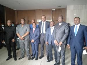 Des députés PPRD qui ont individuellement adhéré à l'Union sacrée pour la nation (USN). Selon Guy Mafuta, ils sont au total 42. Le 23 janvier 2021.Radio Okapi/Ph.Paul Matendo.