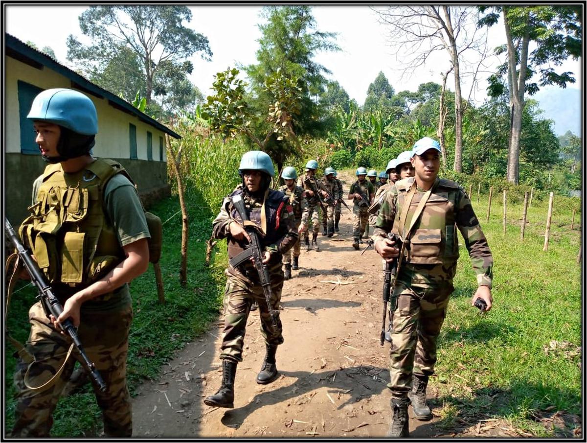 Les casques bleus marocains de la MONUSCO étaient en patrouille de domination de terrain autour du pont de Rwanguba le 8 juillet dernier. Nord-Kivu, juillet 2022. <br />Ph/ Monusco Force. 20220719161317854010_image00145.jpg?imgmax=1200