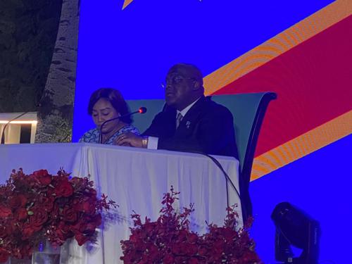 Le Président Félix-Antoine Tshisekedi s’adresse le 25/05/2023 à Beijing (Chine), aux Congolais vivant en Chine. Ph Jocelyne Musau<br />Radio Okapi