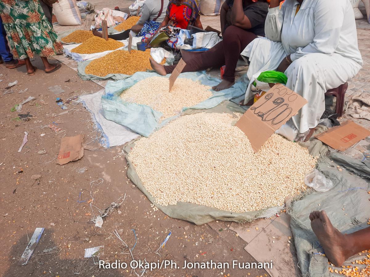 (Photo d'illustration)<br />
Maïs et autres céréales vendu à même le sol au marché de Matadi-Kibala Kinshasa, le 24 août 2023<br />Radio Okapi.Ph/Jonathan Fuanani