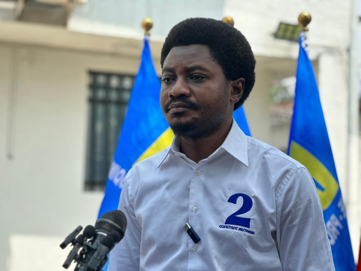 (Archives)<br />
Constant Mutamba, député national et président de la DYPRO, en conférence de presse samedi 2 mars 2024 à Kinshasa<br />Radio Okapi/Ph. Vanessa Nkongolo