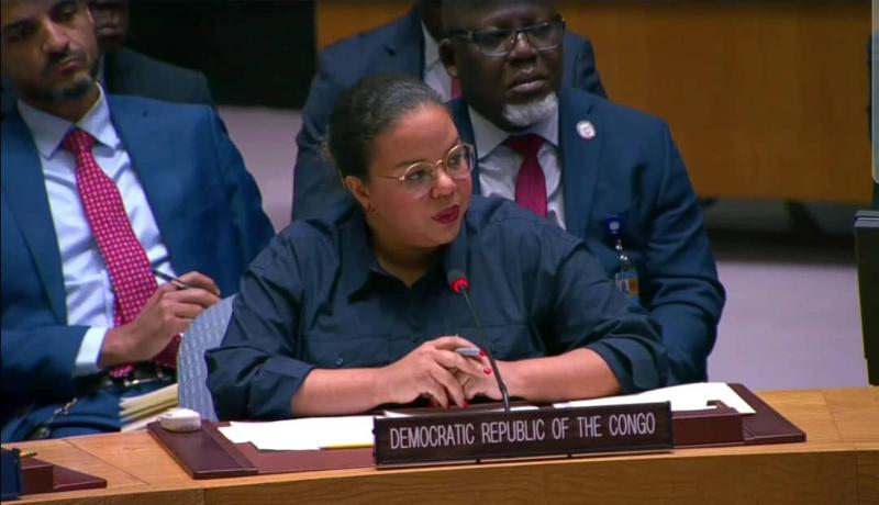 La ministre des Affaires étrangères Thérèse Kayikwamba Wagner à la réunion du Conseil de sécurité des Nations unies sur la situation concernant son pays, le 26/01/2025. <br />ministère des Affaires étrangères