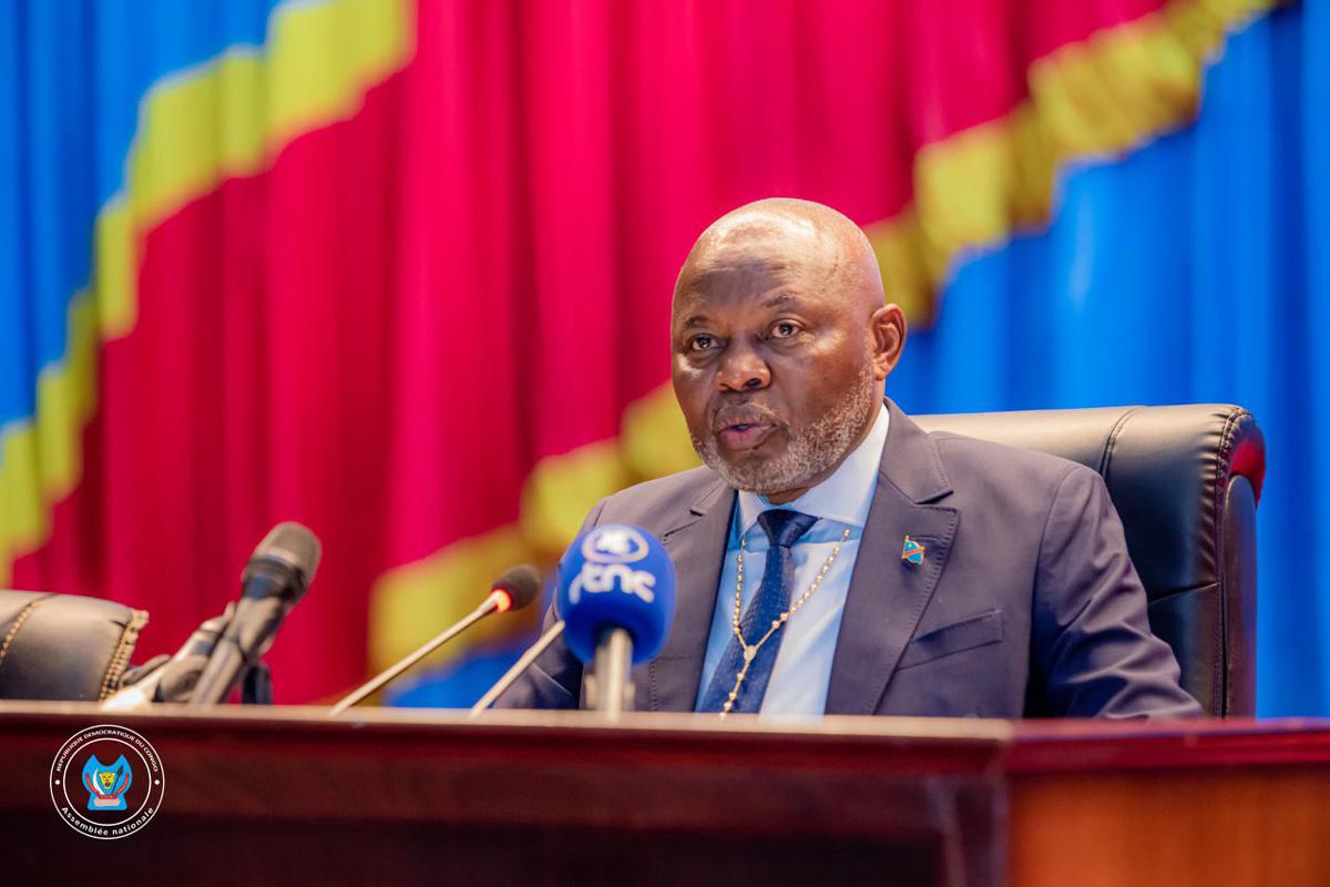 Le président de l’Assemblée nationale, Vital Kamerhe, lors de la cloture de la session de mars 2025, le 15/06/2025. <br />Assemblée nationale 20250616122021596630_GtivOdTWkAASZT-.jpg?imgmax=1200