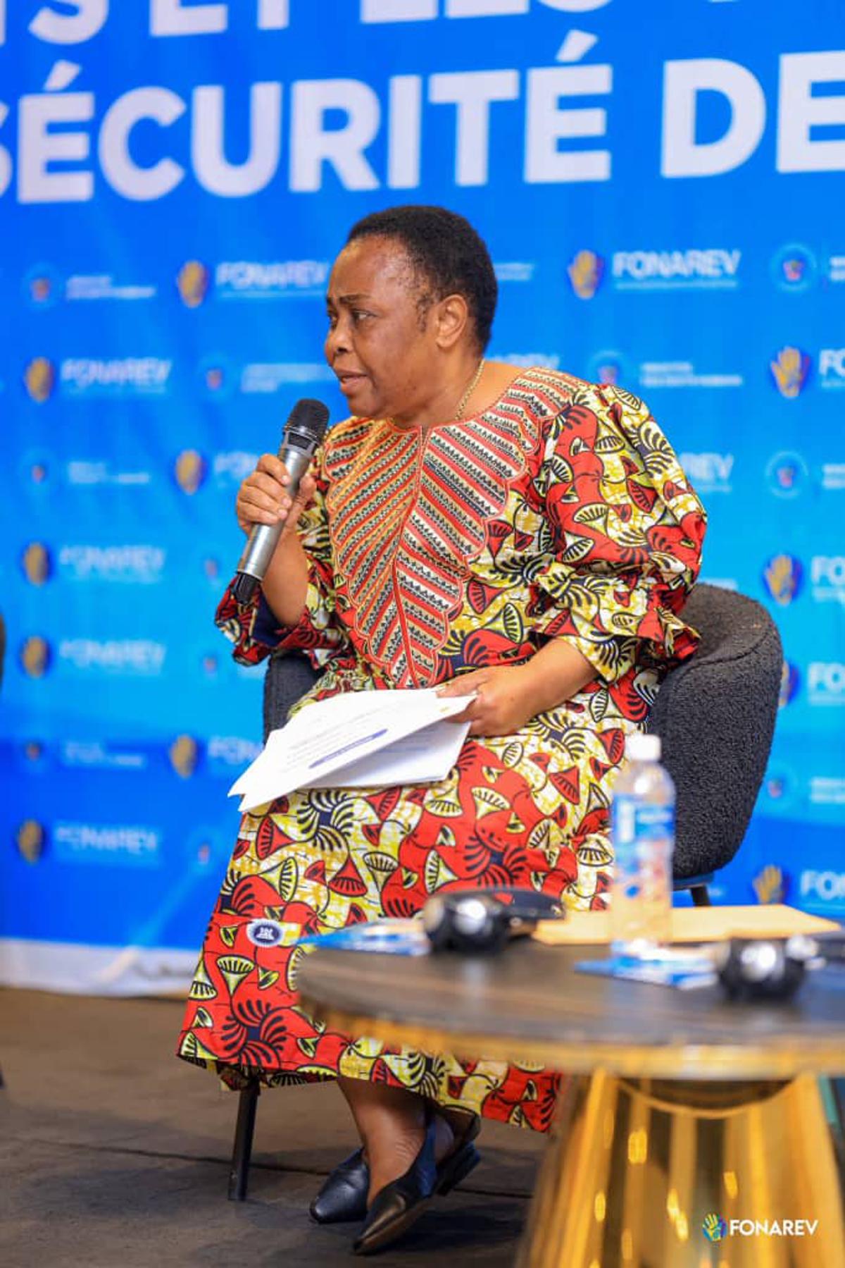 La coordonnatrice de la Synergie des femmes pour la paix et la sécurité, Julienne Lusenge lors d'une prise de parole.<br />Photo Droits Tiers. 20250708142127827366_ONG.jpg?imgmax=1200