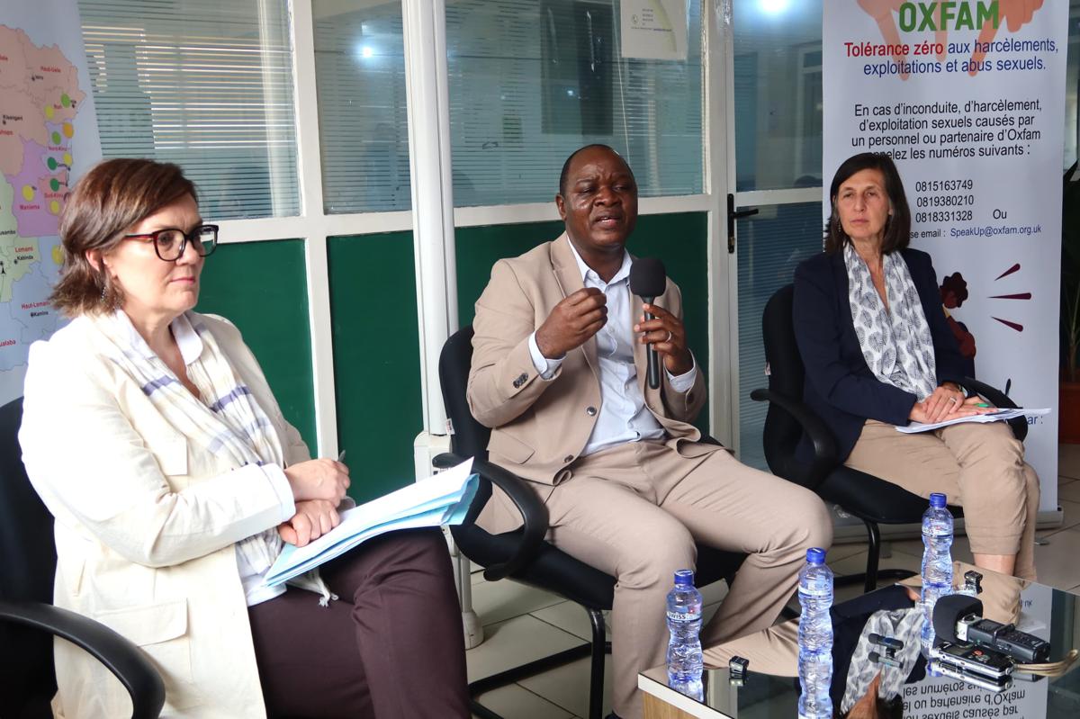 De gauche à droite Béatrice Vaugrante, Directrice exécutive, OXFAM Quebec, Manenki Mangundu, Directeur Pays OXFAM RDC et Abby Maxman, Directrice exécutive, OXFAM Amérique.<br /> <br />Radio Okapi/Ph. Blaise Ndongala. 20250716173217491933_Oxfam_1.jpg?imgmax=1200
