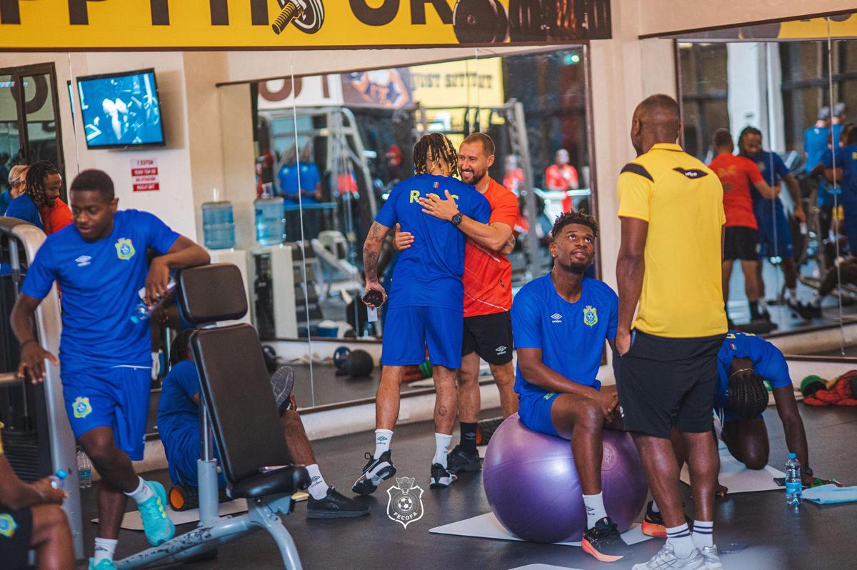 Les Léopards de la RDC dans une salle de fitness pour des exercices physiques.<br />Photo/FECOFA. 20250902085753703443_RDC.jpg?imgmax=1200