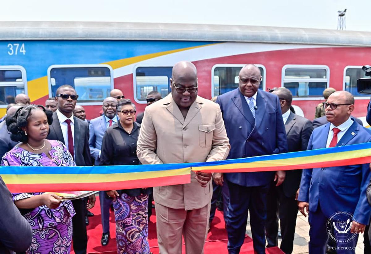 Félix Tshisekedi lance la reprise du trafic ferroviaire Kinshasa-Matadi, le 05/09/2025.<br />Présidence 20250905200553520811_cellcom-prcd-transport-ferroviere.jpeg?imgmax=1200