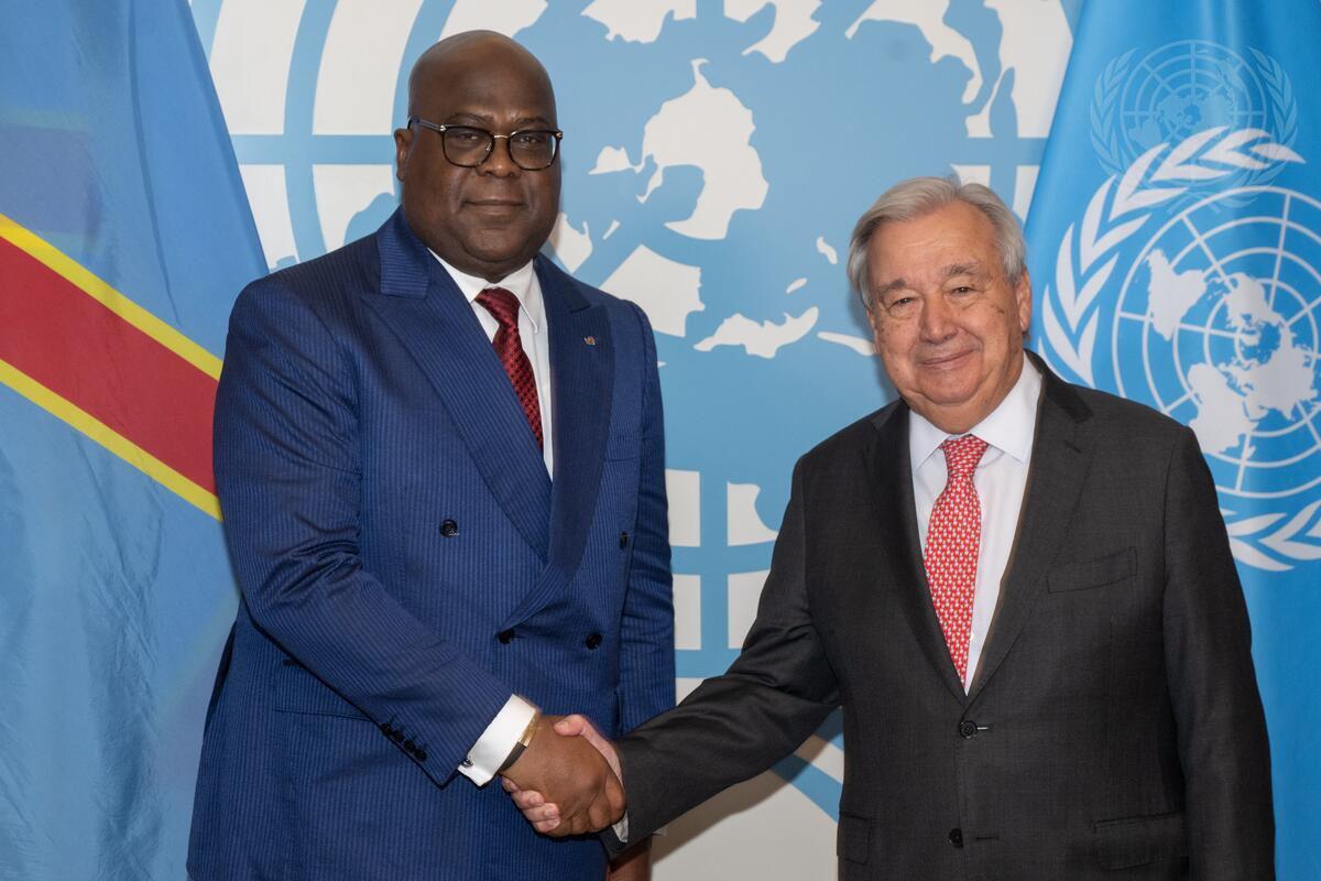 Echange lundi 22 septembre à New-York entre Antonio Guterres, SG de l’ONU et le chef de l’Etat congolais Félix Tshisekedi sur la situation dans l’Est de la RDC<br />ONU 20250923064246720511_ONU_PIC_G1efUaQXMAArr38.jpeg?imgmax=1200