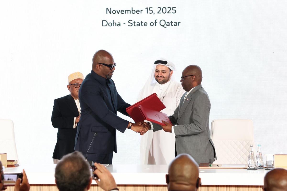 Signature d’un accord-cadre entre le gouvernement et l’AFC/M23 le 15/11/2025.<br />Ministère des Affaires étrangères du Qatar.