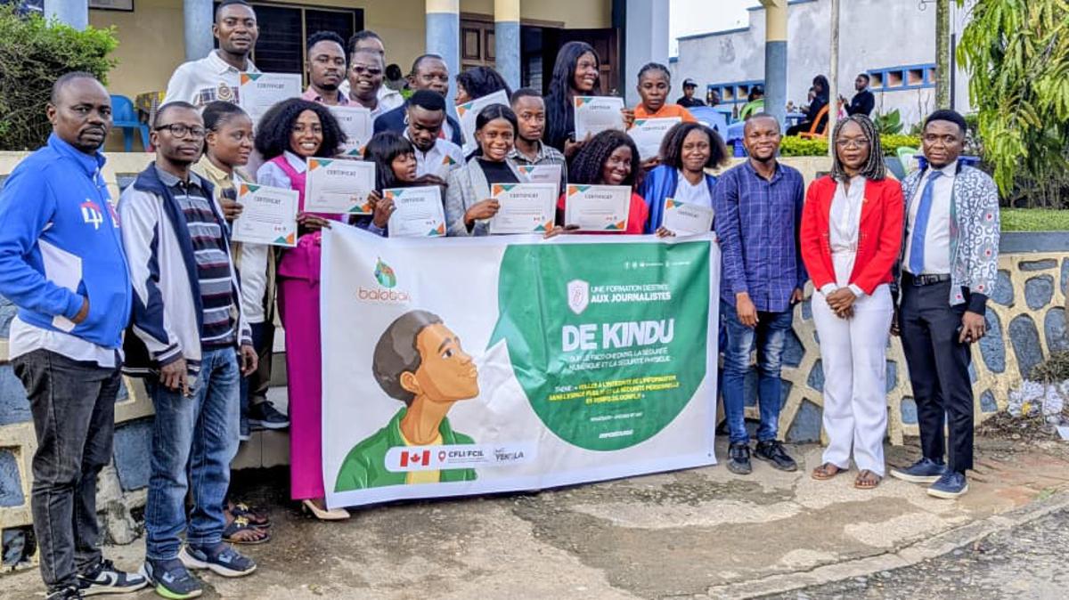 24 journalistes du Maniema formés à la vérification des faits par la plateforme Balobaki-Check, jeudi 11 décembre 2025 à Kindu<br />Florence Kiza, Radio Okapi