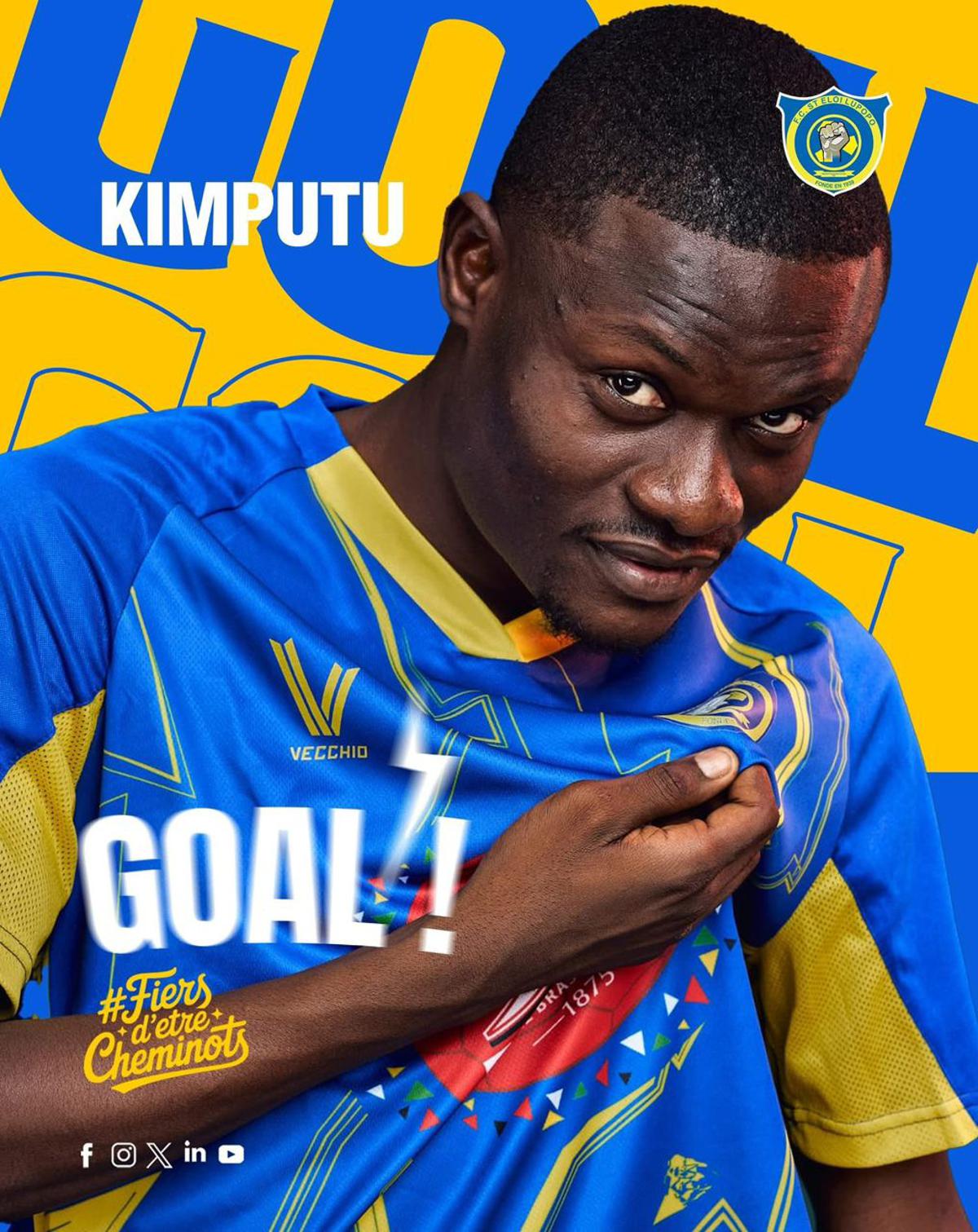 Michel Mputu, buteur du FC Saint Eloi Lupopo face à Mouloudia d'Alger dimanche 25 janvier 2025 à Lubumbashi<br />FC Saint Eloi Lupopo