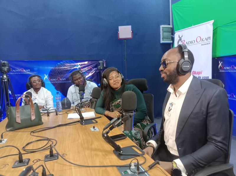 Les responsables du comité provincial de la jeunesse du Sud-Kivu dans le studio de Radio Okapi Kinshasa le 19 février 2026. <br />Grace Amzati, Radio Okapi
