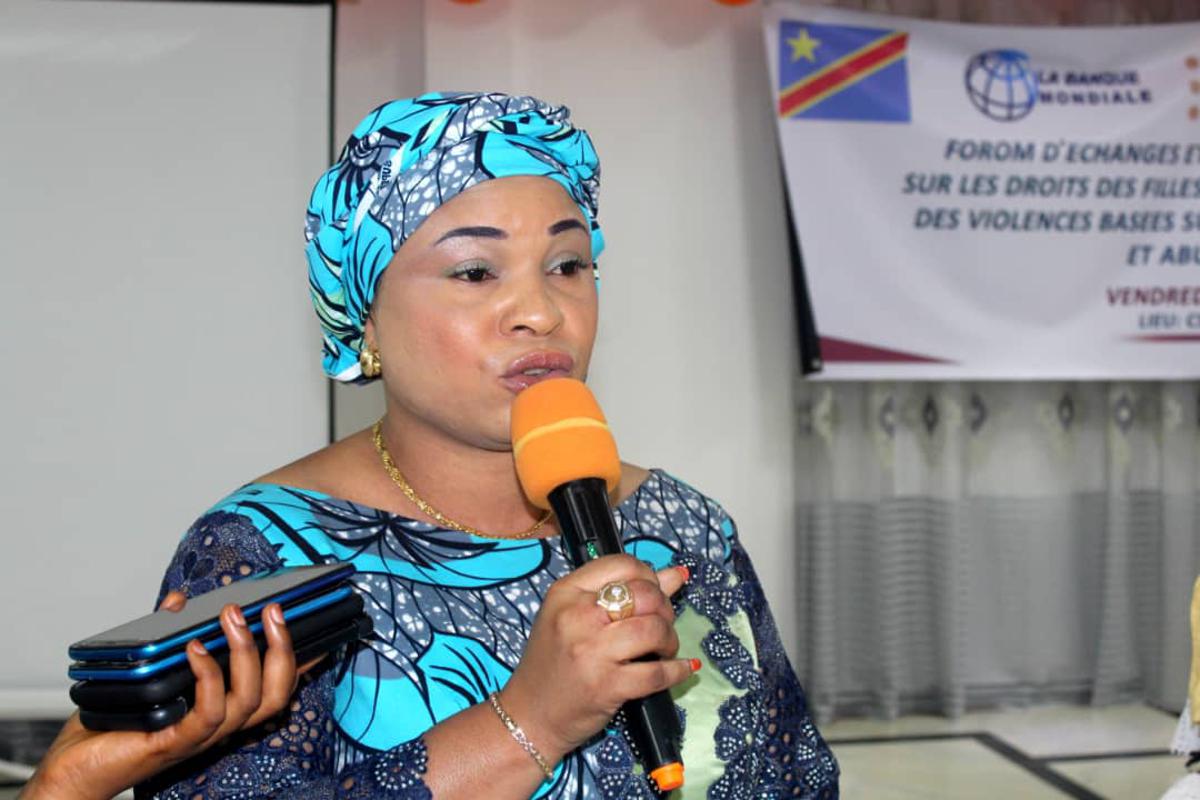 La coordonnatrice de l’ONG « Femme main dans la main pour le développement intégral » (FMMDI), Nathalie Kambala Luse.<br />Photo/Cellcom FMMDI.