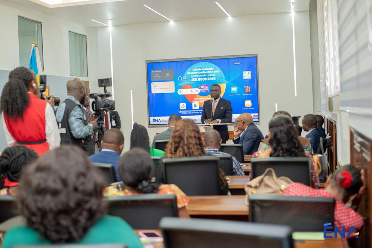Vue de l'assistance lors du lancement de la formation d'au moins 580 agents et cadres de l’Inspection générale des finances (IGF), lundi 2 mars 2026, à Kinshasa.<br />Photo/Cellcom ENA.