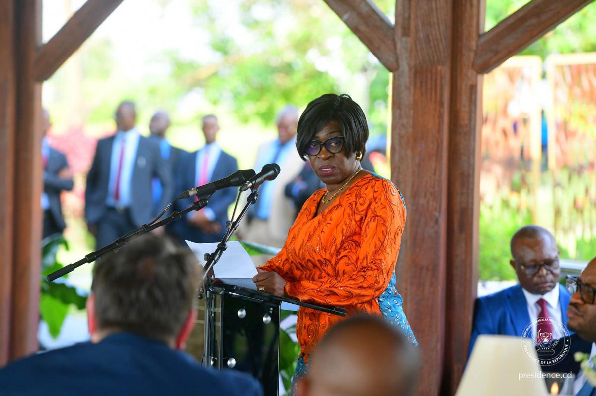 Candidate de la RDC au secrétariat général de l'Organisation Internationale de la Francophonie, Julianna Amato Lumumba a été présentée officiellement, jeudi 19 mars 2026, par le Chef de l'Etat, à la Cité de l'UA, à Kinshasa.<br />Photo/Cellcom Présidence de la Rép.