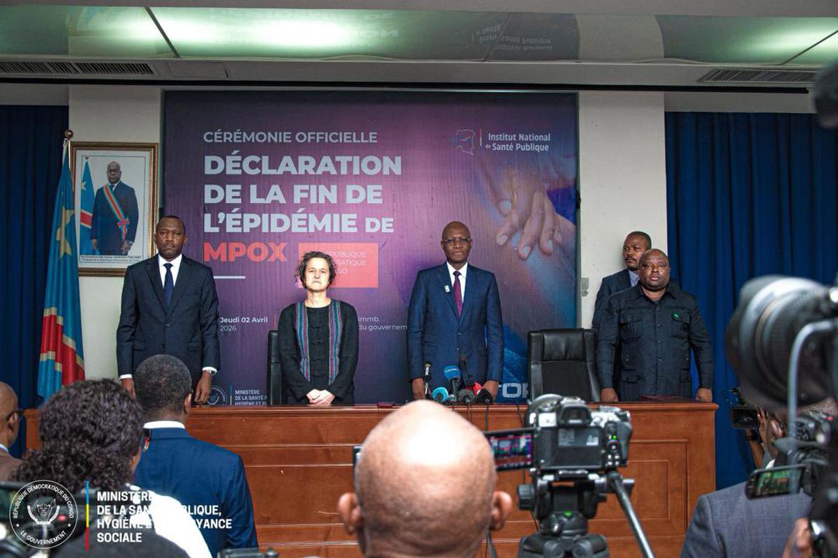 Le Gouvernement de la RDC a officiellement déclaré la fin de l’épidémie de Mpox en tant qu’urgence nationale, jeudi 2 avril, 2026, à Kinshasa.<br />Photo/Cellcom ministère de la Santé publique.