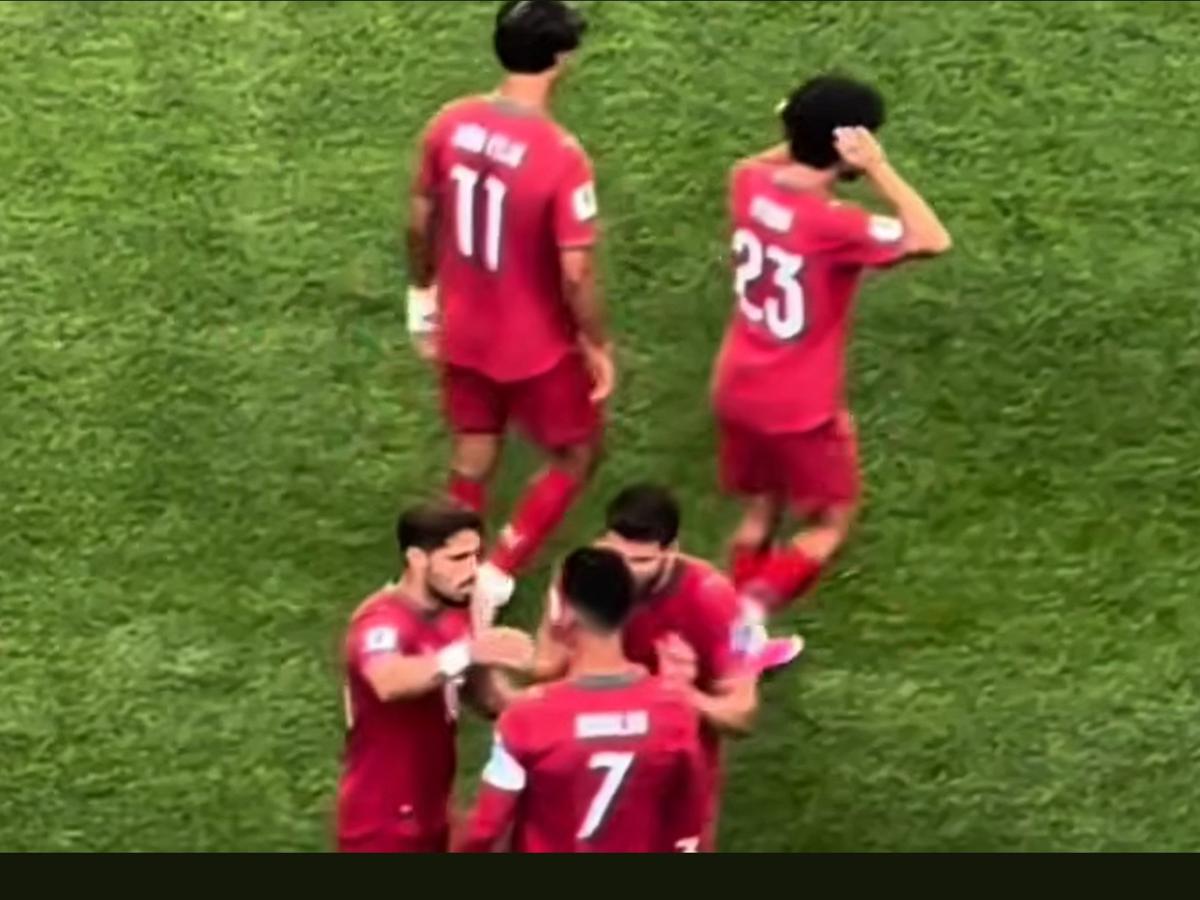 Vue des joueurs du Portugal en train de célébrer leur but face à l’Ouzbékistan mardi 23 juin 2026 <br />Capture d'écran
