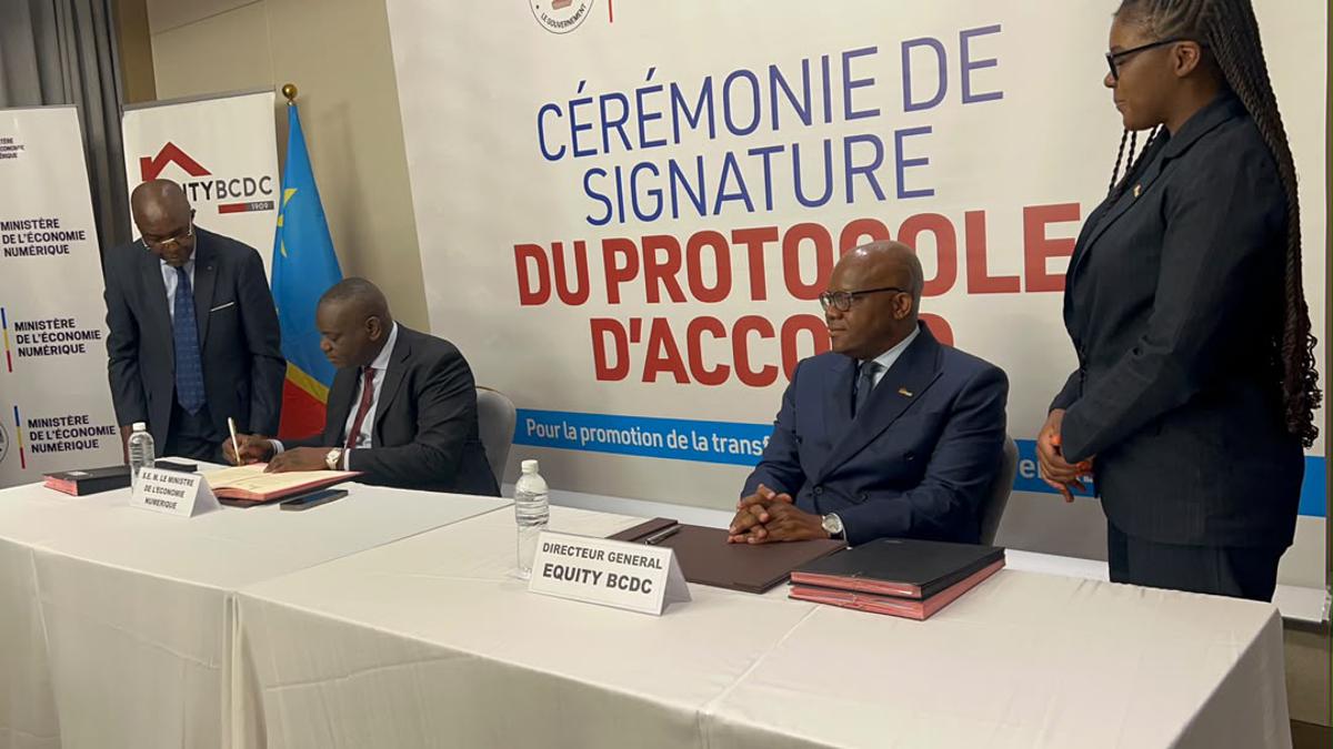 Le ministère de l’Économie numérique et Equity BCDC signent, jeudi 13 août 2026 à Kinshasa, un protocole d’accord visant à développer des solutions numériques en RDC.<br />Radio Okapi/ Jean Marc Matwaki