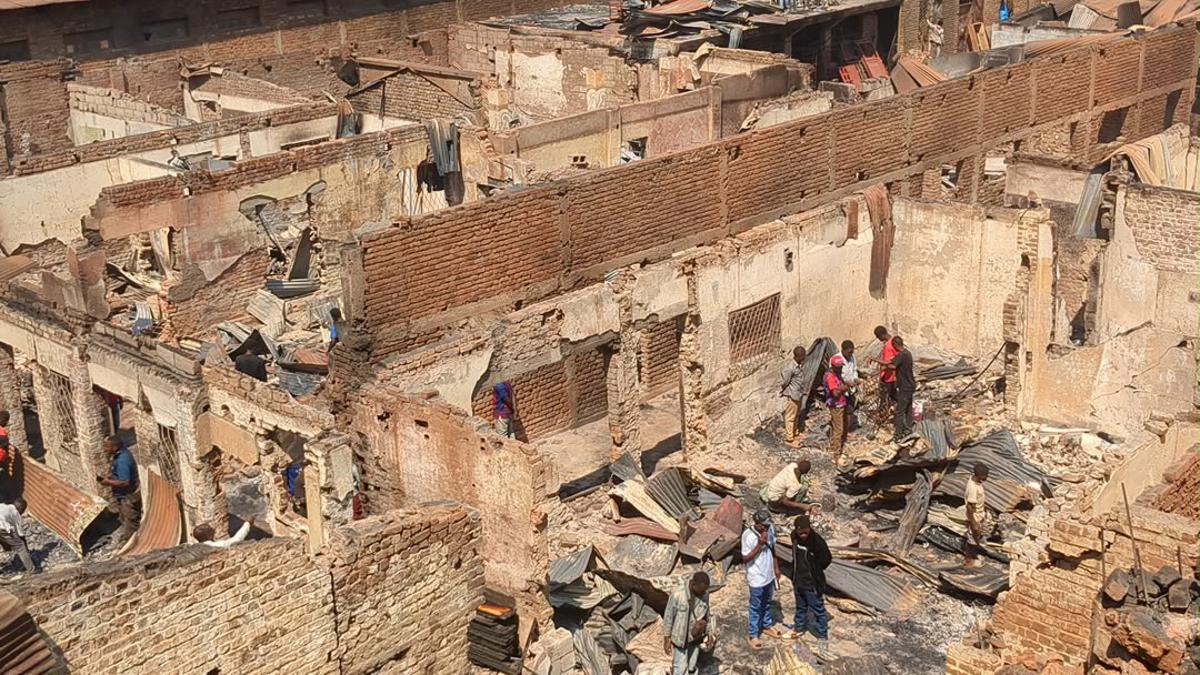 Incendie de 64 ateliers de menuiserie, mécanique, garnissage et électricité, au centre de la Confédération du monde de l'artisanat de Bukavu. Le 13 aout 2026. <br />Photo droits tiers