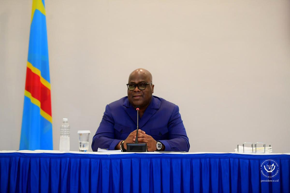 Le Président Félix Tshisekedi devant la diaspora congolaise au Gabon, dimanche 16 août 2026<br />Photo Celcom Présidence RDC