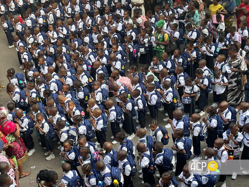 Des élèves du Complexe scolaire Saint-Alphonse, dans la commune de Matete, à Kinshasa, lors de la rentrée scolaire, le 1er septembre 2026<br />Ph. ACP