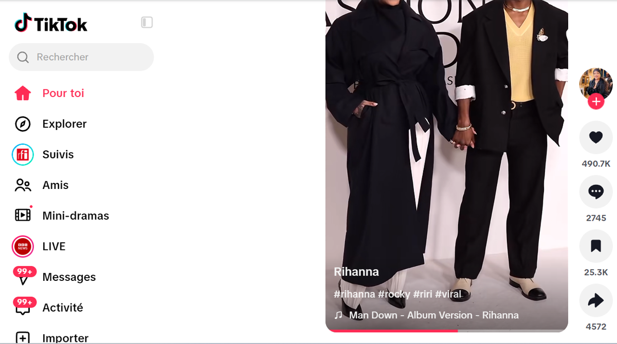Vue d'un compte Tik Tok<br />Capture d'écran